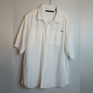 Sean John Linen‎ Shirt Short Sleeve Button Up Casual Work Utility 4XL